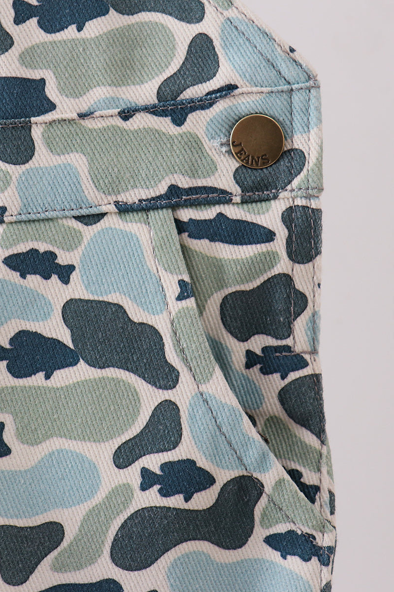 Abby & Evie Kids Camouflage denim overall