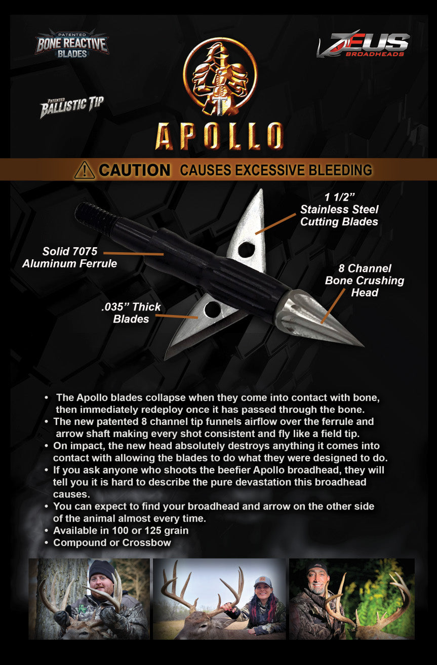 APOLLO 100 GRAIN BROADHEADS (3 PACK)