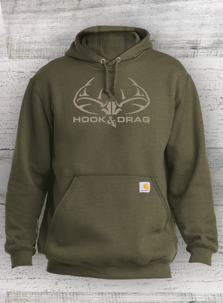 HD Big Buck - Carhartt ®Hook& Drag- Midweight Hooded Sweatshirt - Moss, Black, Carbon Heather
