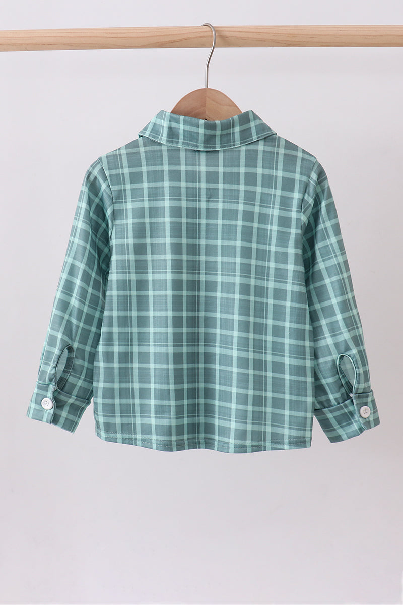 Abby & Evie Kids Duck embroidery button down plaid shirt