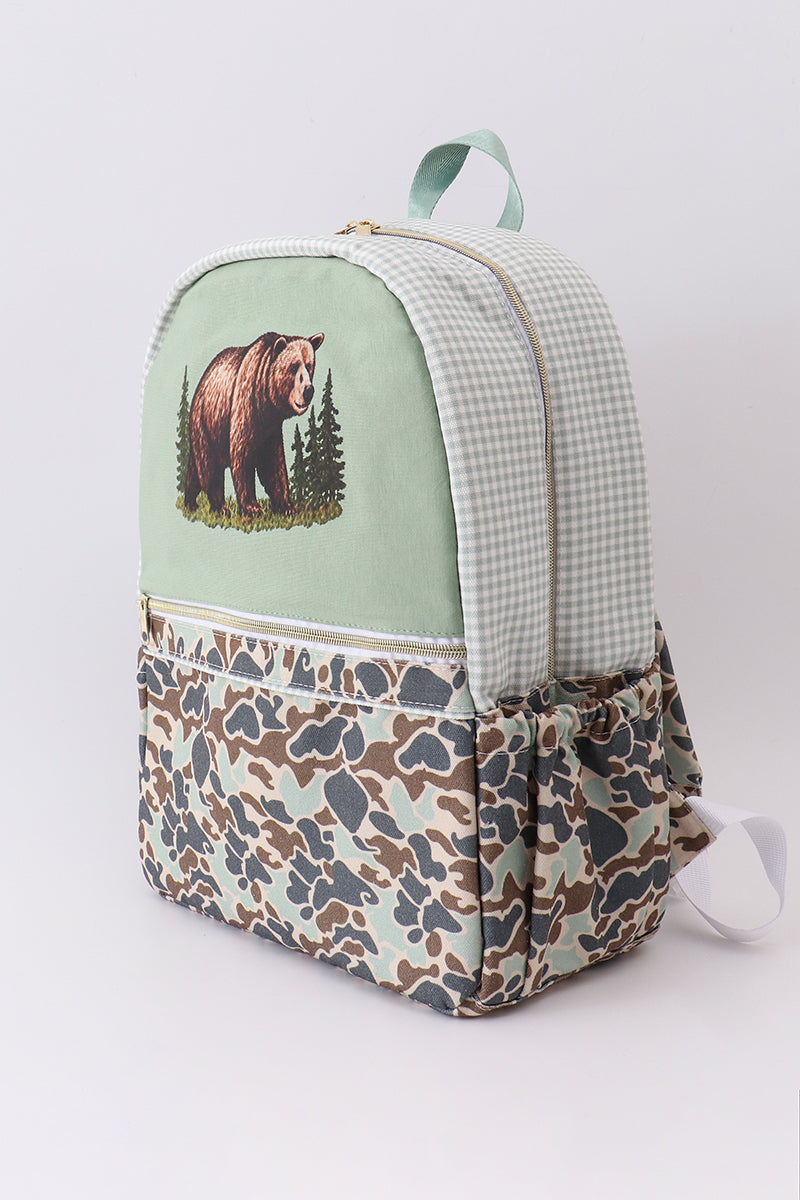 Abby & Evie Kids Camouflage bear print backpack