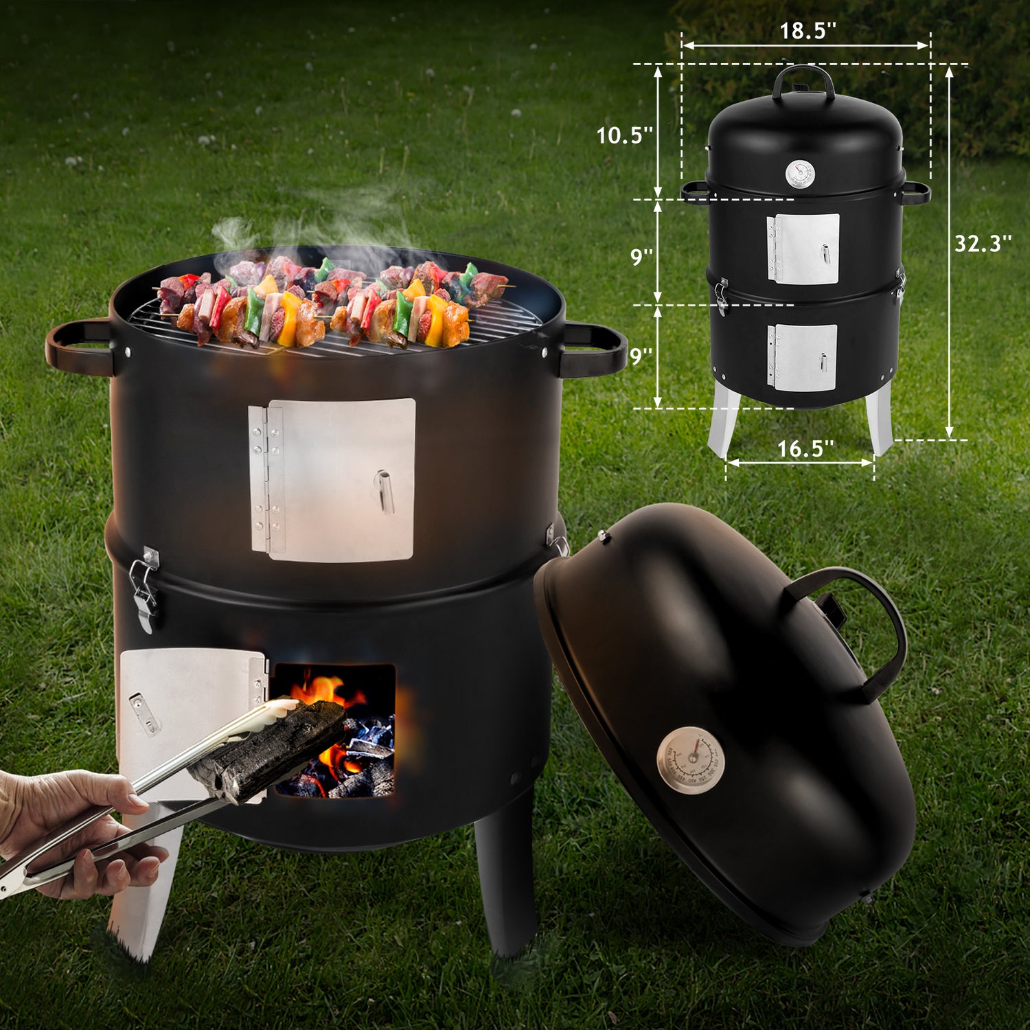 Vertical Steel Charcoal Smoker