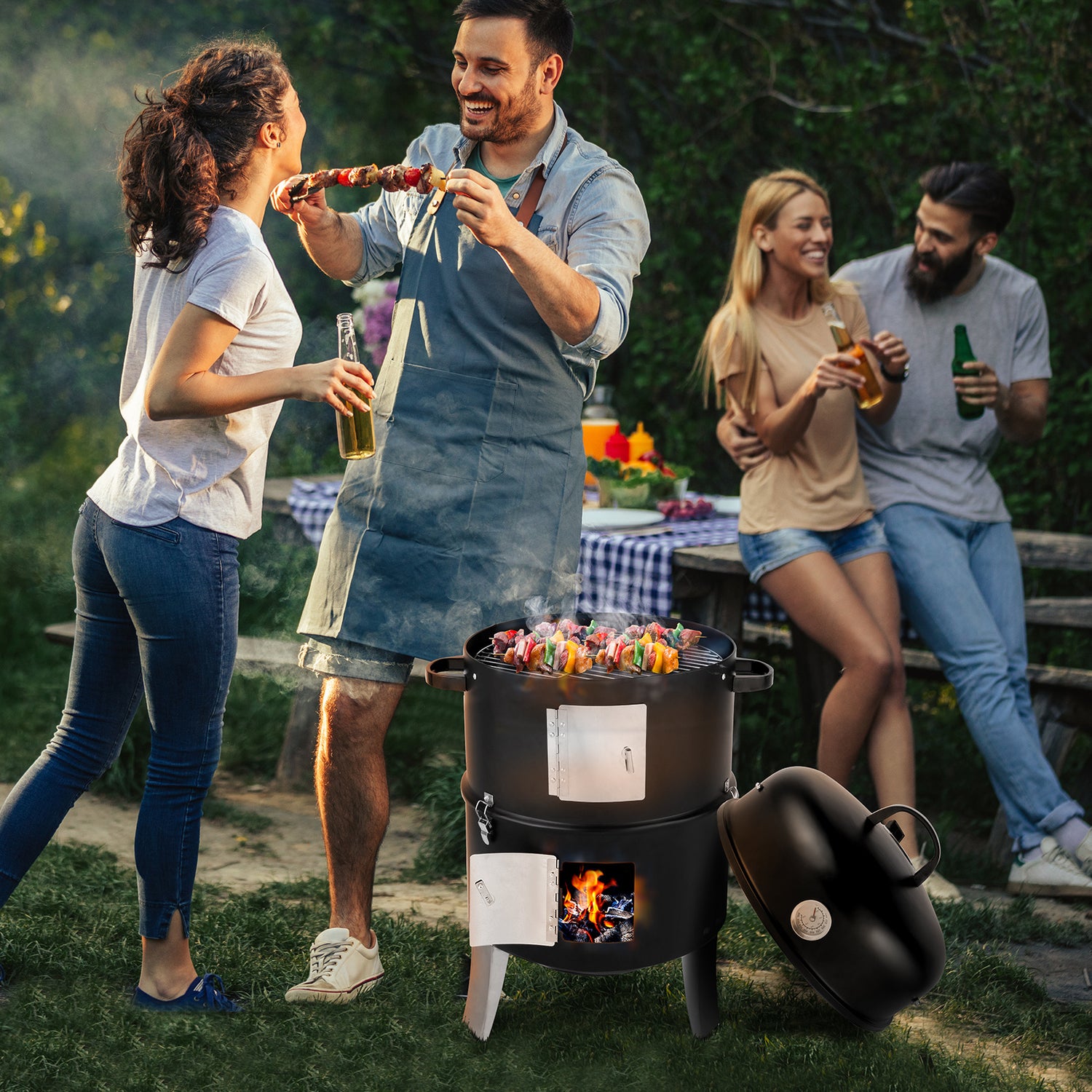 Vertical Steel Charcoal Smoker