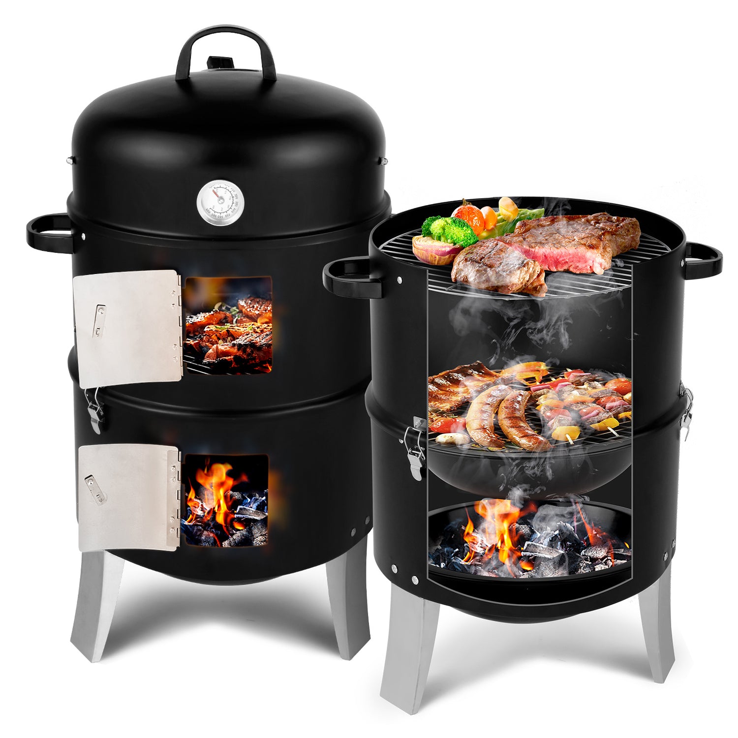 Vertical Steel Charcoal Smoker