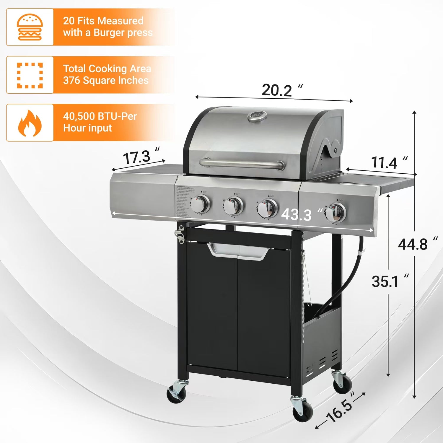 Heavy-Duty Stainless Gas Grill + Side Cooker