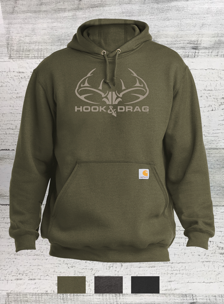 HD Big Buck - Carhartt ®Hook& Drag- Midweight Hooded Sweatshirt - Moss, Black, Carbon Heather