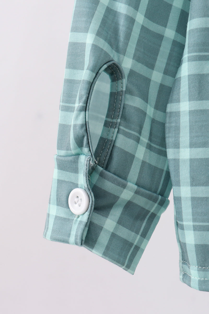 Abby & Evie Kids Duck embroidery button down plaid shirt