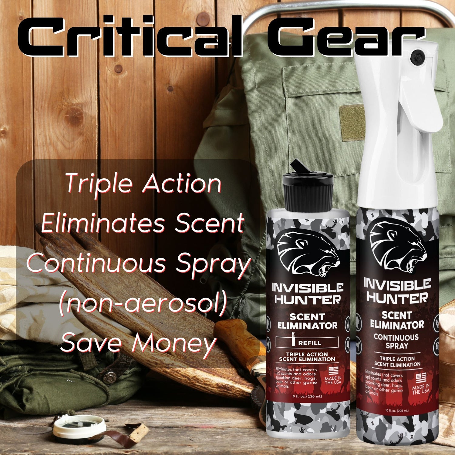 Invisible Hunter Scent Eliminator Continuous Spray + Refill